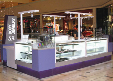 Facile à installer vitrine de bijoux kiosque attrayant couleur violette revêtement en bois