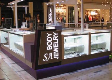 Facile à installer vitrine de bijoux kiosque attrayant couleur violette revêtement en bois