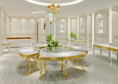 En acier inoxydable en or, vitres de détail, vitrines de luxe, bois combiné avec miroir
