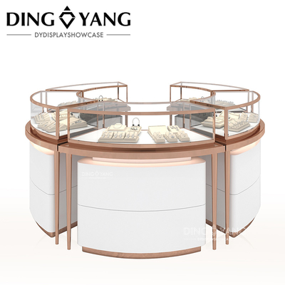 Casse d'affichage de bijoux sur table personnalisée haut de gamme, vitrines de bijoux de bonne qualité, offre un service de conception 3D en magasin complet