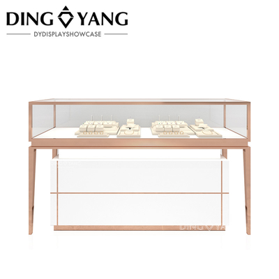 Rose Golden Display Cabinet de bijoux en verre personnalisé avec une bonne qualité et un bon prix, vitrines d'usine Vente directe