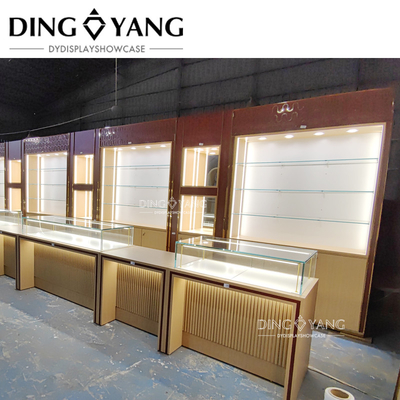Fabrique de vitrines de bijoux en bois sans cadre, fabricant de vitrines de bijoux sur mesure